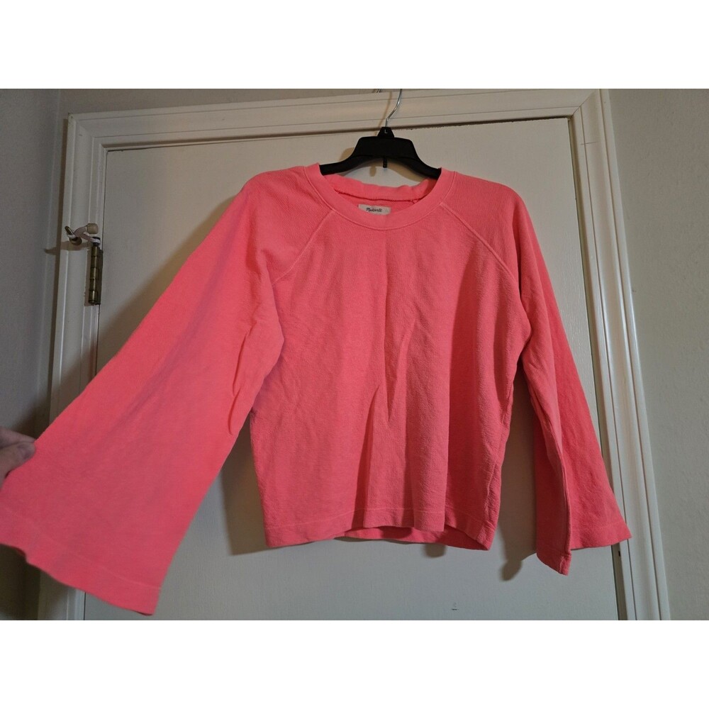 Madewell XXS Oversized Terry Cloth Bell Sleeve Neon Pink Long Sleeve Oversized